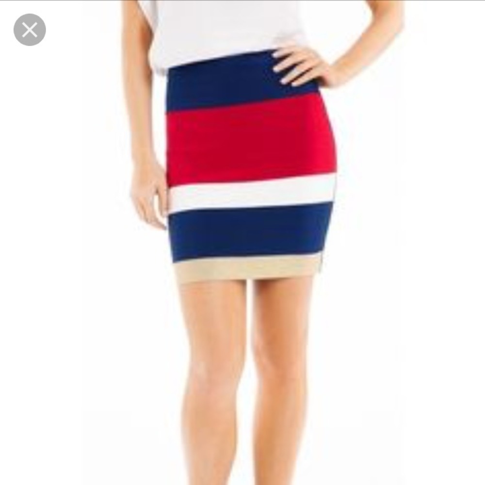Marciano mini bodycon skirt. New w/o tags Y2K style stripe nautical Americana